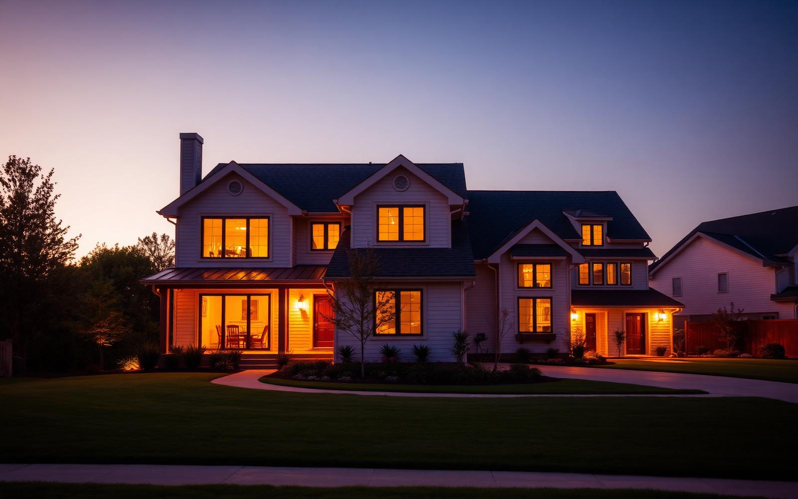 Residential home at twilight